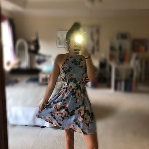 light blue floral mini dress